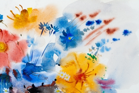 Watercolor painting of the beautiful flowers.の写真素材