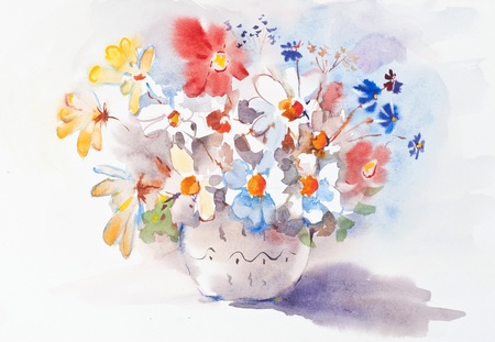 Watercolor painting of the beautiful flowers.の写真素材