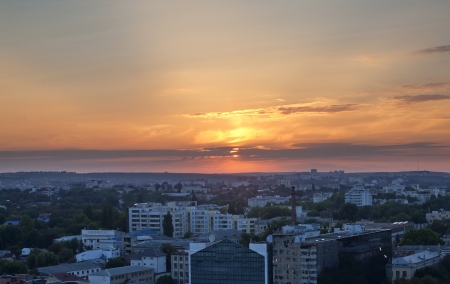 Night view of the city, Kishinev, Moldovaの写真素材