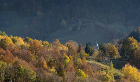 Landscape with mountains in the autumn