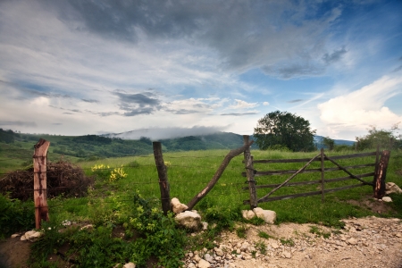 Mountain landscape with clouds before the rainの写真素材