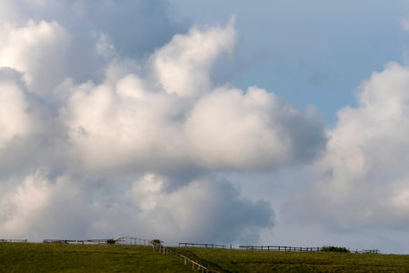 Mountain landscape with clouds before the rainの写真素材