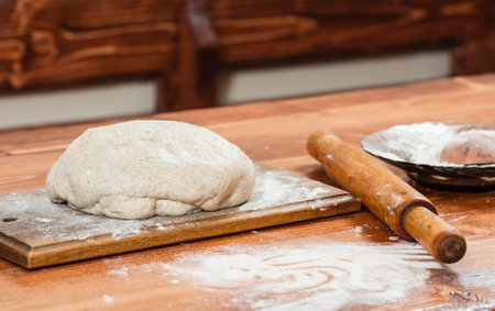Fresh bread dough ready for bakingの写真素材