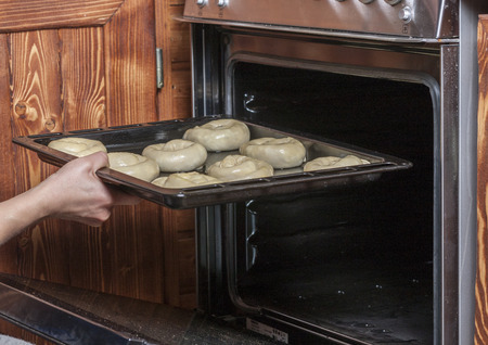 Pies in the ovenの写真素材