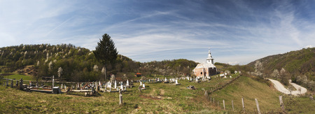 Typical Rural  church with local cemeteryの写真素材
