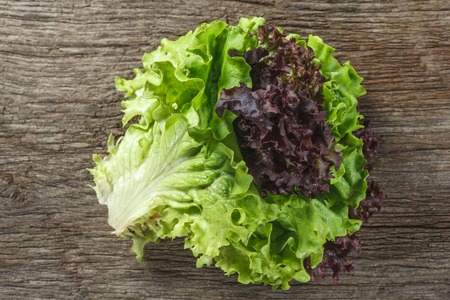 lettuce on old wooden backgroundの写真素材