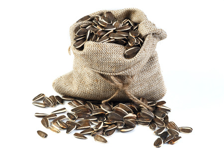 Flower seeds in bag isolated on white background. Isolated objectsの写真素材