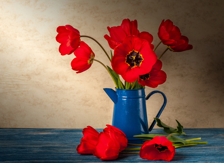 Still life with tulipsの写真素材