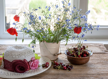 Wildflowers and cherries