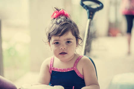Portrait of little girl outdoorsの写真素材