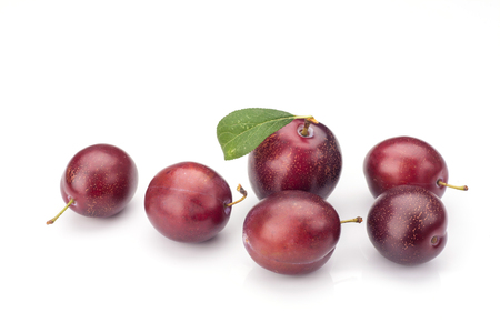 Sweet plums isolated on white backgroundの写真素材