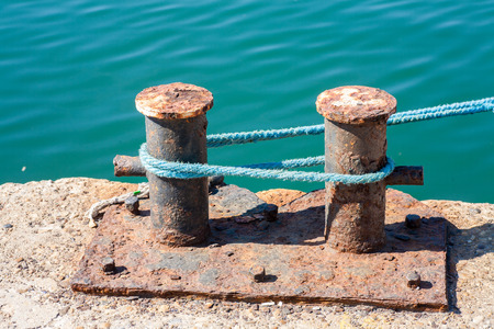 Anchor elements of the ship in the harborの写真素材