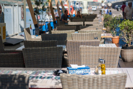 Street cafe in Constanza, Romania.の写真素材