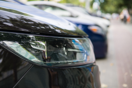 Modern car headlights. Modern luxury car.selective focus.の写真素材