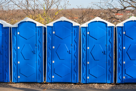 portable bio-toilet in the city parkの写真素材