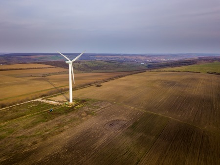 Aerial view of wind generators wind generators. Ecological energy.の写真素材