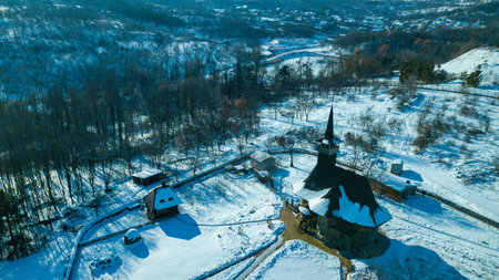 top view of a old wooden church in Kishinev, republic of Moldovaの写真素材