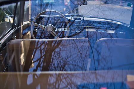 Interior view of classic vintage car.の写真素材