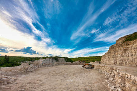 Landscape of stone quarry on a summer day.の写真素材
