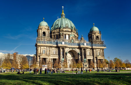 Beautiful view of historic Berlin Cathedral (Berliner Dom) at famous Museumsinsel (Museum Island) in autumn, Berlin, Germanyのeditorial素材