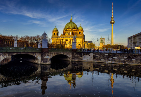 Berlin, Germany - September 20. 2023: Beautiful view of historic Berlin Cathedral (Berliner Dom) at famous Museumsinsel (Museum Island) in autumn, Berlin, Germanyのeditorial素材