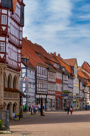Lower Saxony, Germany, 08-25-2023: Historic downtown in Duderstadt. Tipical historic german architecture.のeditorial素材