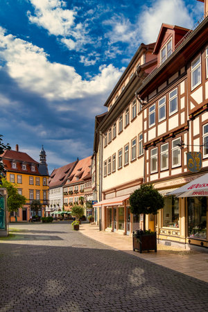 Bad Langensalza, Germany - September 20. 2023: famous historic buildings at the old town of Bad Langensalza. Thuringen, Germany.のeditorial素材