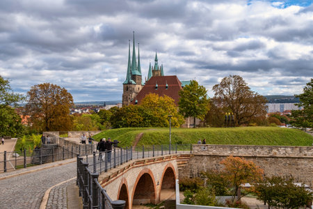Erfurt, Germany - October 08, 2023: Erfurt Cathedral and Collegiate Church of St Mary, Erfurt, Germany. Martin Luther was ordained in the cathedral in 1507のeditorial素材