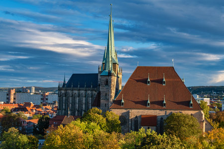 Erfurt, Germany - October 08, 2023: Erfurt Cathedral and Collegiate Church of St Mary, Erfurt, Germany. Martin Luther was ordained in the cathedral in 1507のeditorial素材