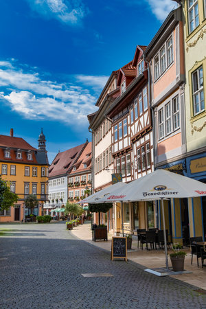 Bad Langensalza, Germany - September 20. 2023: famous historic buildings at the old town of Bad Langensalza. Thuringen, Germany.のeditorial素材
