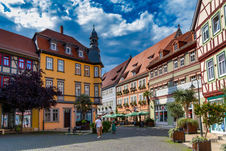 Bad Langensalza, Germany - September 20. 2023: famous historic buildings at the old town of Bad Langensalza. Thuringen, Germany.のeditorial素材