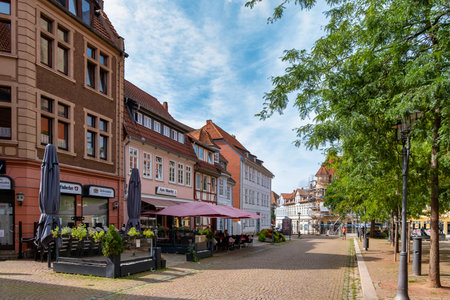 Lower Saxony, Germany, 08-25-2023: Historic downtown in Duderstadt. Tipical historic german architecture.のeditorial素材