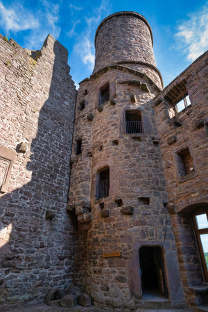 The Majestic and Enigmatic Ruins of an Ancient Castle. Burg Hanstein castle ruins, The historic Castle Hanstein in Thuringia.の写真素材
