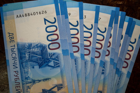 A fan of 2000 ruble bills in honor of the opening of the Crimean bridge.