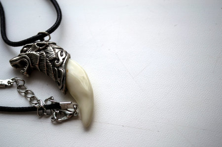 Fang with engraved dog face, pendant.