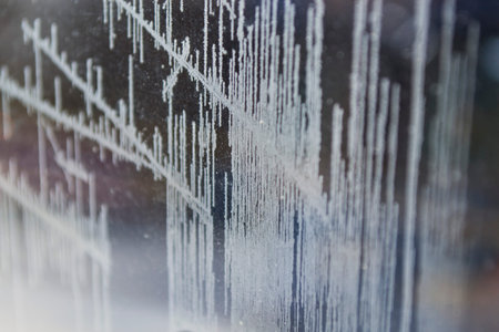 Drawing of frost on the glass, winter.の写真素材
