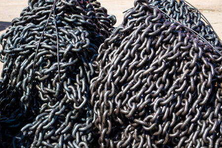 Closeup of industrial metal chain, Industrial background.