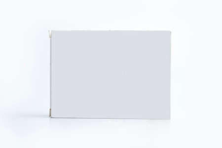A white box stands on a white background.の写真素材
