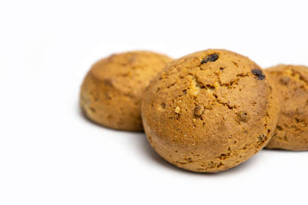Chocolate cookies on a white backgroundの写真素材