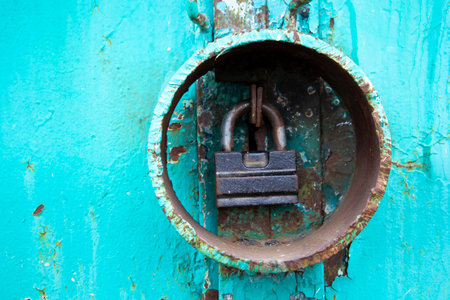 Lock in the warehouse in the iron ring, protection against breaking the lock.