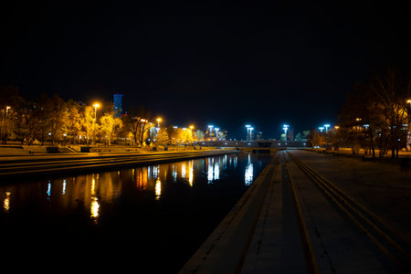 Night view of the city of Yekaterinburg Russia 28.10.2022. High quality photoのeditorial素材
