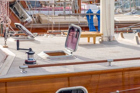 A detail of the cabin of the yacht.の写真素材