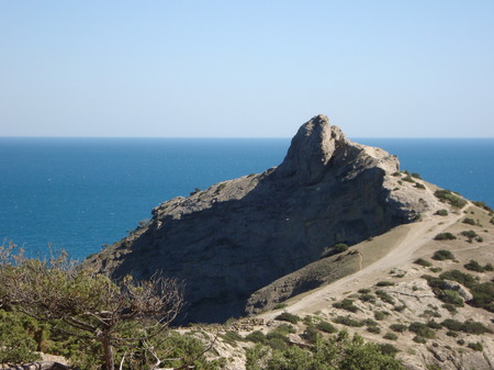 Crimean mountains and Black seaの写真素材