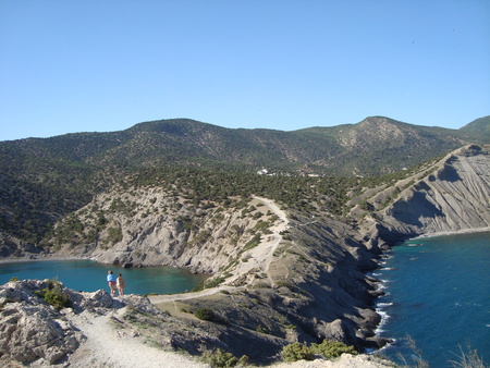Crimean mountains and Black seaの写真素材