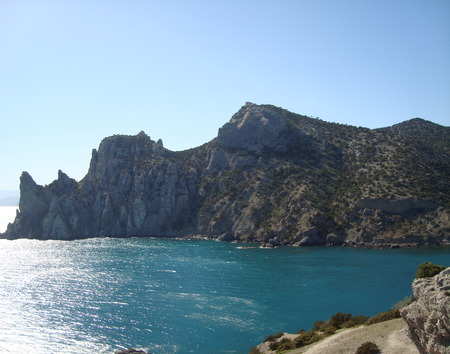Crimean mountains and Black seaの写真素材