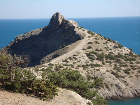 Crimean mountains and Black seaの写真素材