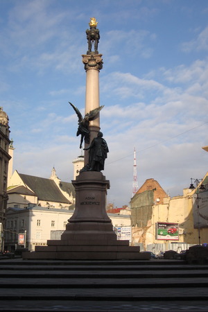 Adam Mickiewicz Monument in Lvivのeditorial素材
