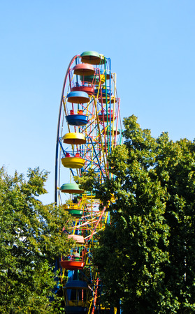Ferris wheel in a green parkの写真素材