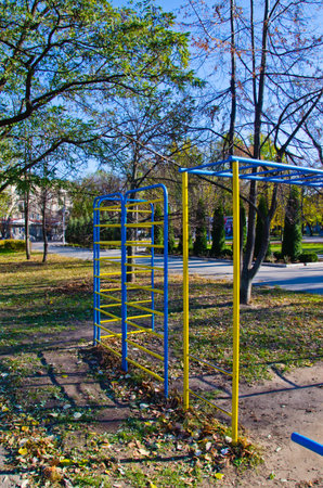 Horizontal bars on a sports ground in park