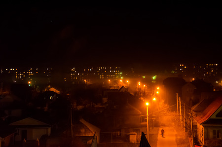 Night view on a city Kremenchug, Ukraineの写真素材